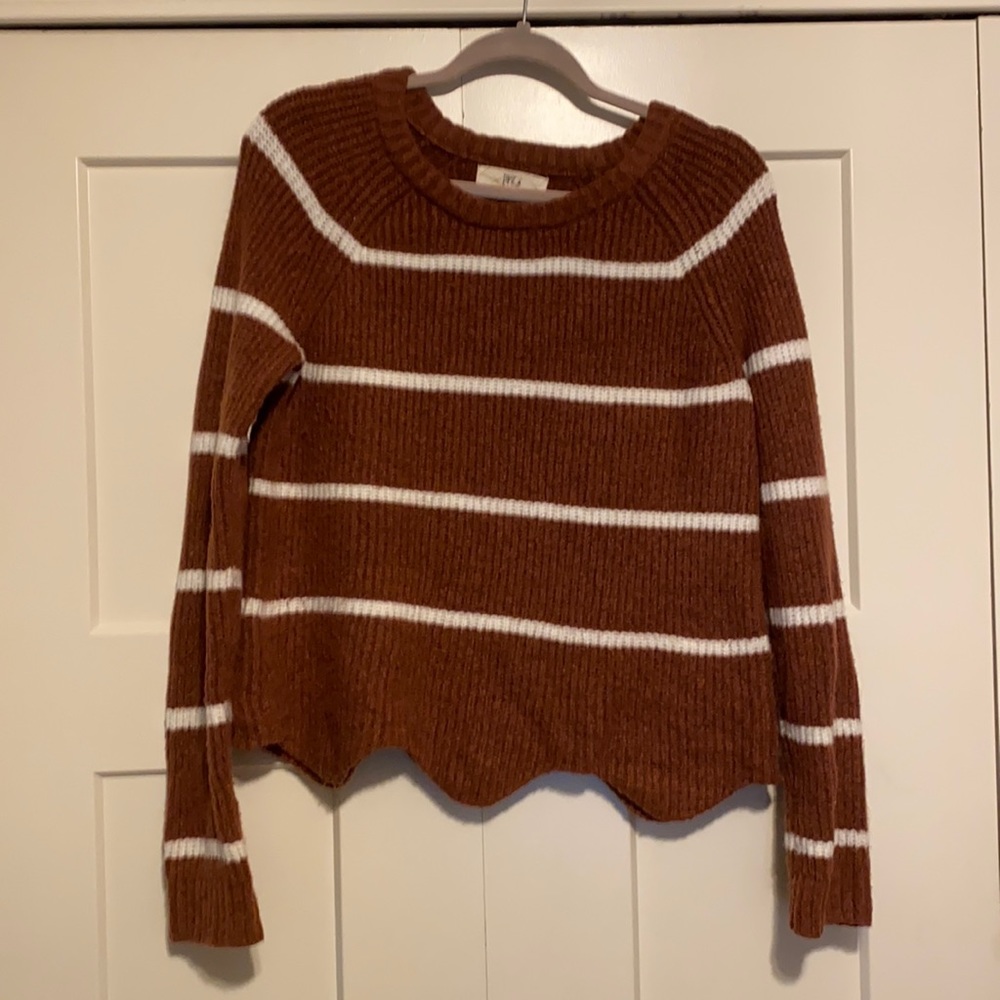 Burnt Orange Stitchfix scalloped sweater